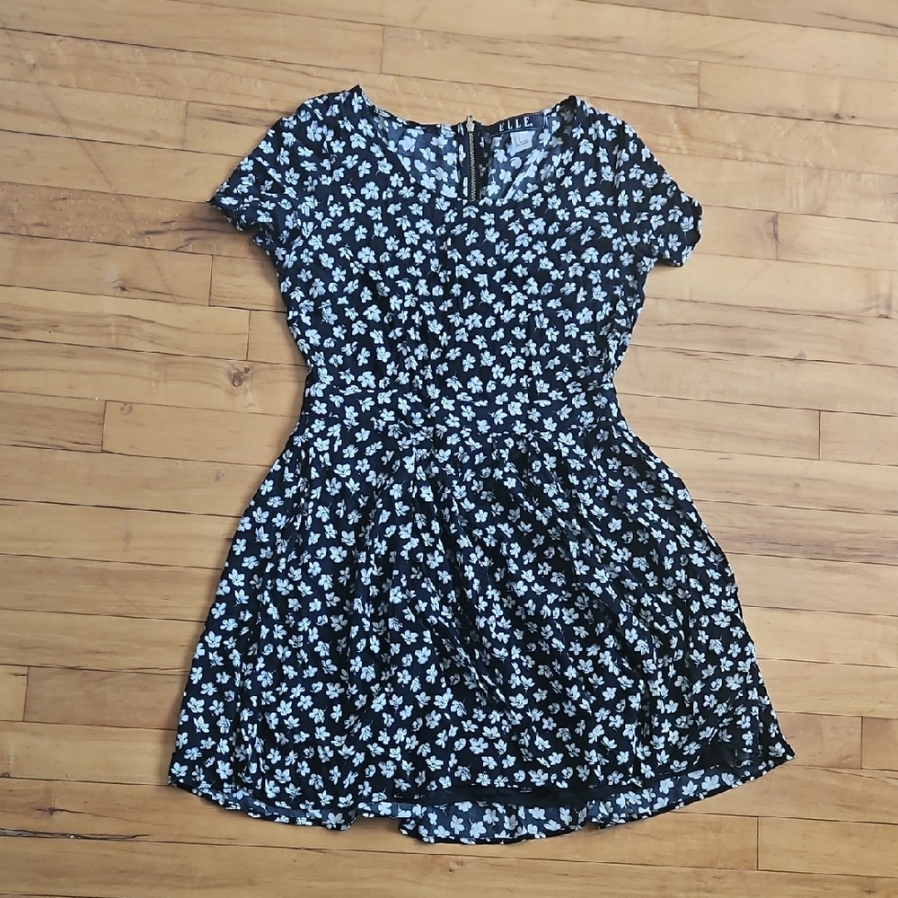 Vintage Elle Monochrome Floral Dress